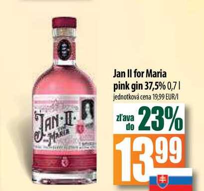 Jan II for Maria pink gin 37,5% 0,7 1 