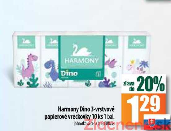 Harmony Dino 3-vrstvové papierové vreckovky 10 ks 1 bal. 