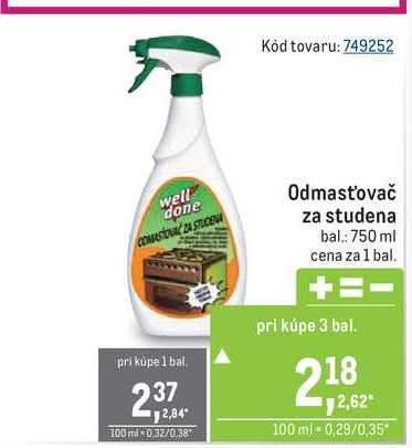 Well done Odmasťovač za studena 750 ml