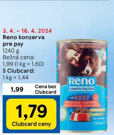 Reno konzerva pre psy, 1240 g