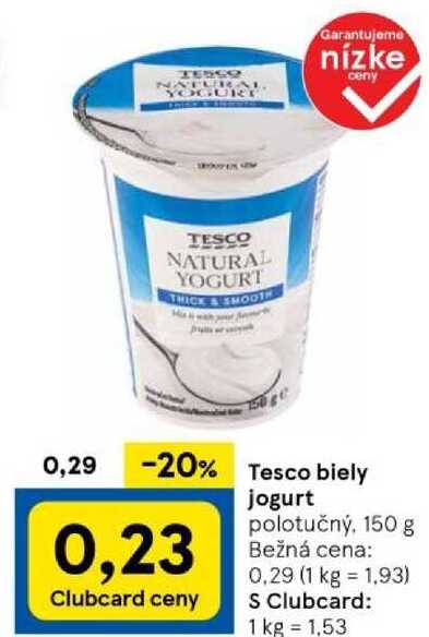 Tesco biely jogurt, 150 g 