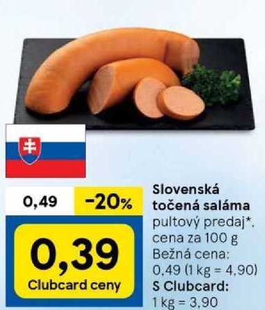 Slovenská točená saláma, cena za 100 g 