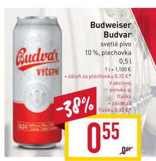 Budweiser Budvar svetlé pivo 10% plechovka 0,5 l