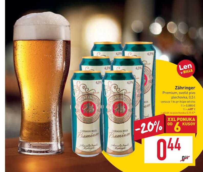 Zähringer Premium, svetlé pivo plechovka, 0,5L