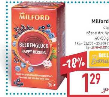 Milford čaj rôzne druhy 40-50 g 