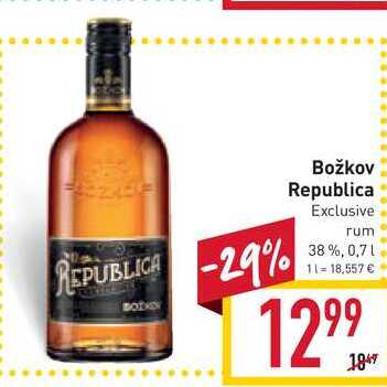 Božkov Republica Exclusive rum 38 %, 0,7l