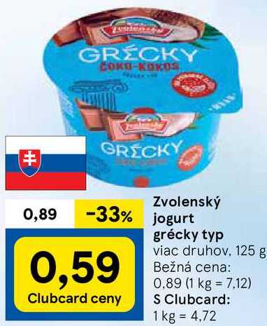 Zvolenský jogurt grécky typ, 125 g v akcii
