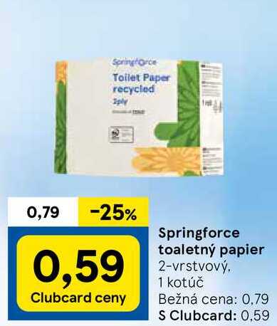 Springforce toaletný papier, 1 kotúč 