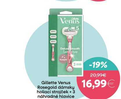 Gillette Venus Rosegold dámsky holiaci strojček +3 náhradné hlavice 