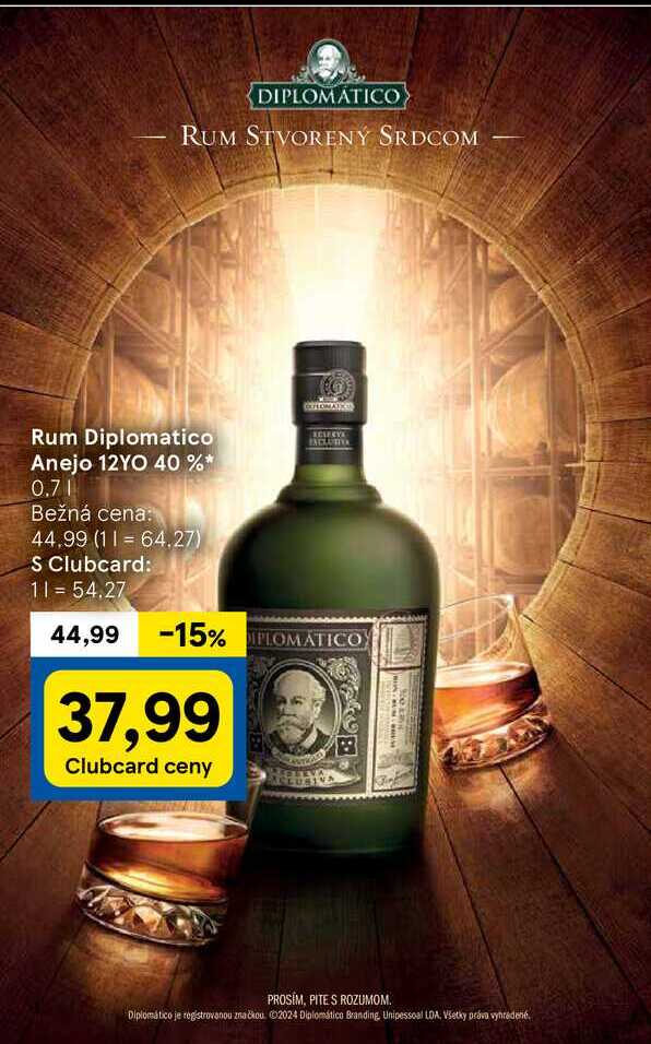 Rum Diplomatico Anejo 12YO 40%, 0,7 l v akcii