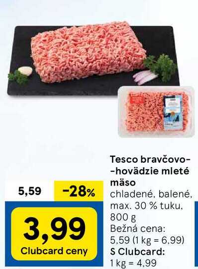 Tesco bravčovo-hovädzie mleté mäso, 800 g