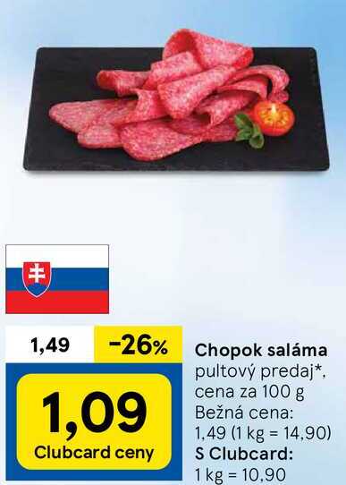 Chopok saláma, cena za 100 g 