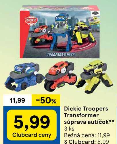 Dickie Troopers Transformer súprava autíčok, 3 ks 