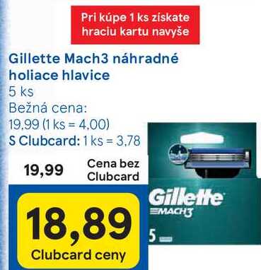 Gillette Mach3 náhradné holiace hlavice, 5 ks 