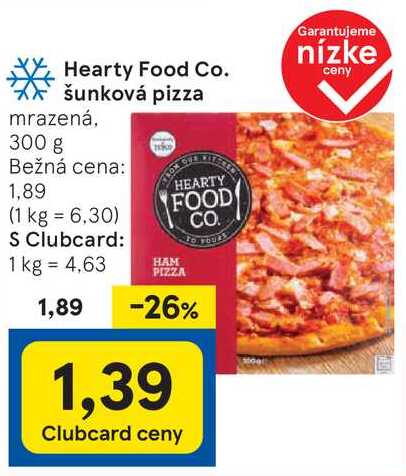 Hearty Food Co. šunková pizza, 300 g
