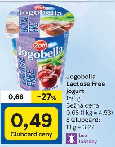 Jogobella Lactose Free jogurt, 150 g v akcii