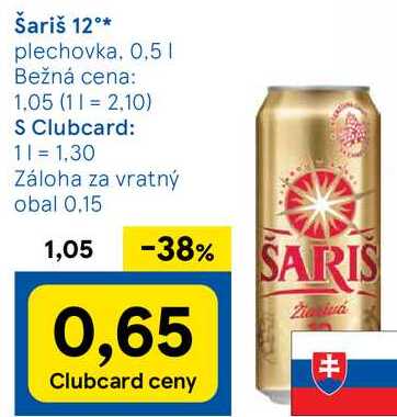 Šariš 12°, 0,5 l