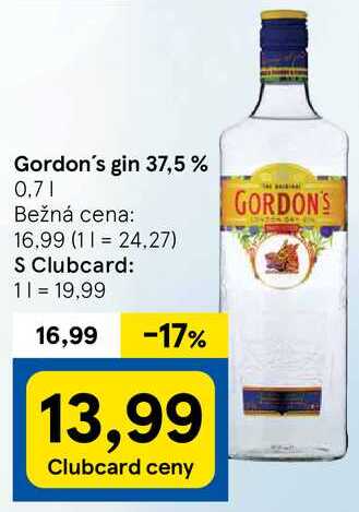 Gordon's gin 37,5 %, 0,7 l v akcii