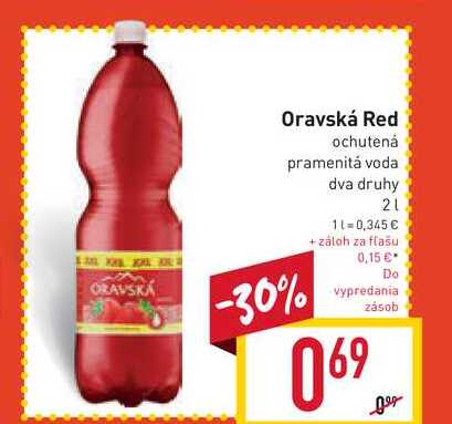Oravská Red ochutená pramenitá voda 2l