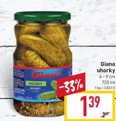 Giana uhorky 6-9 cm 720 ml