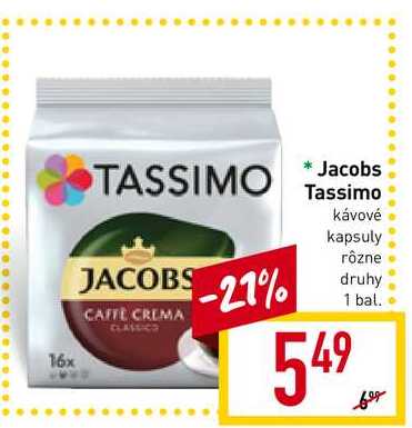 Jacobs Tassimo kávové kapsuly rôzne druhy 1 bal. 
