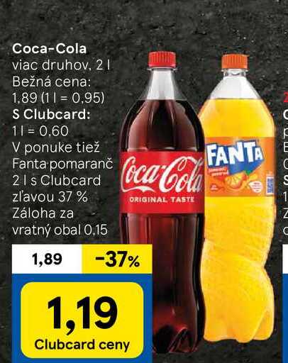 Coca-Cola 2l, vybrané druhy v akcii