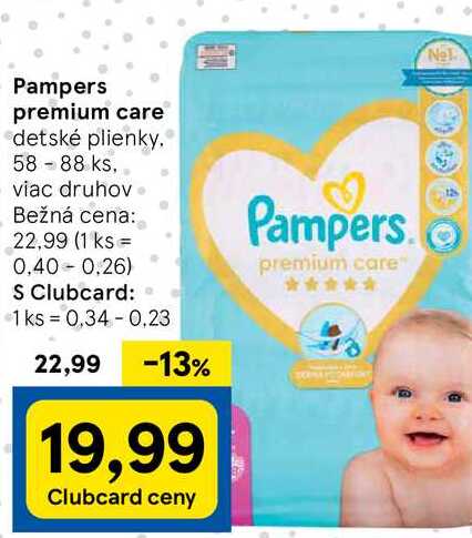 Pampers premium care detské plienky. 58 - 88 ks