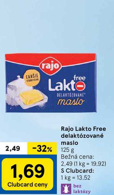 Rajo Lakto Free delaktózované maslo 125 g 