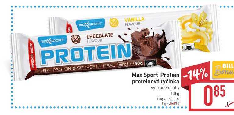 Max Sport Protein proteínová tyčinka vybrané druhy 50 g 