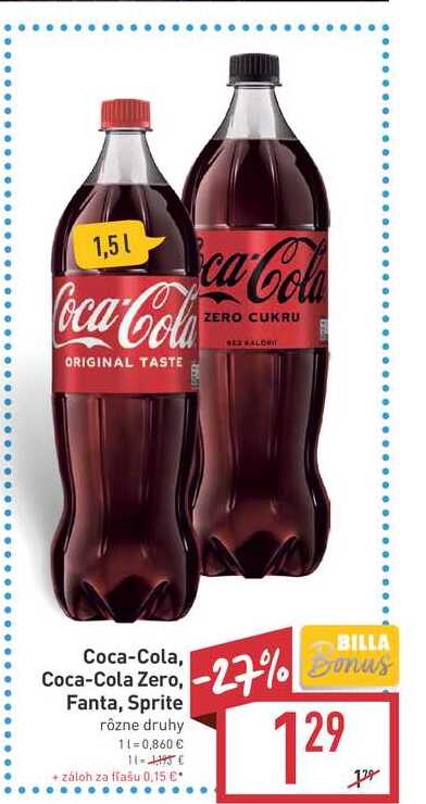 Coca-Cola 1,5 l, vybrané druhy 1.5l