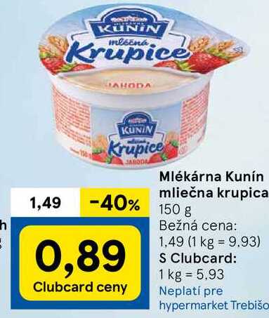 Mlékárna Kunín mliečna krupica, 150 g