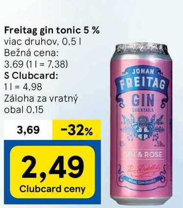 Freitag gin tonic 5%, 0,5 l