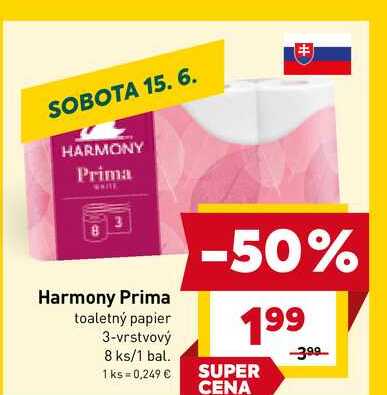 Harmony Prima toaletný papier 3-vrstvový 8 ks