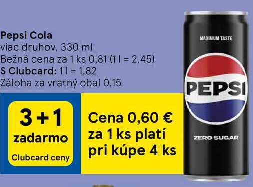 Pepsi Cola, 330 ml  v akcii