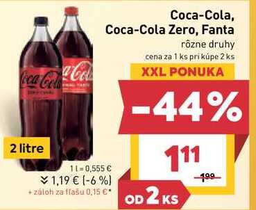 Coca-Cola 2 l, vybrané druhy 2l v akcii