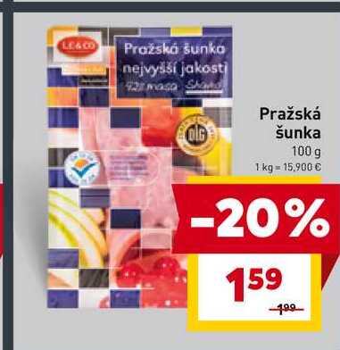 LE&CO Pražská šunka nejvyšší jakosti 100 g