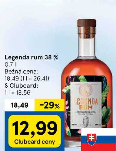 Legenda rum 38%, 0,7 l v akcii