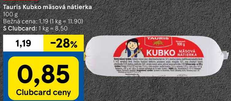 Tauris Kubko mäsová nátierka, 100 g  