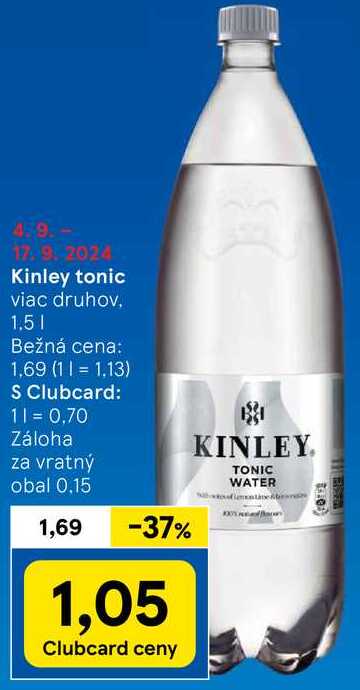 Kinley tonic, 1,5 l