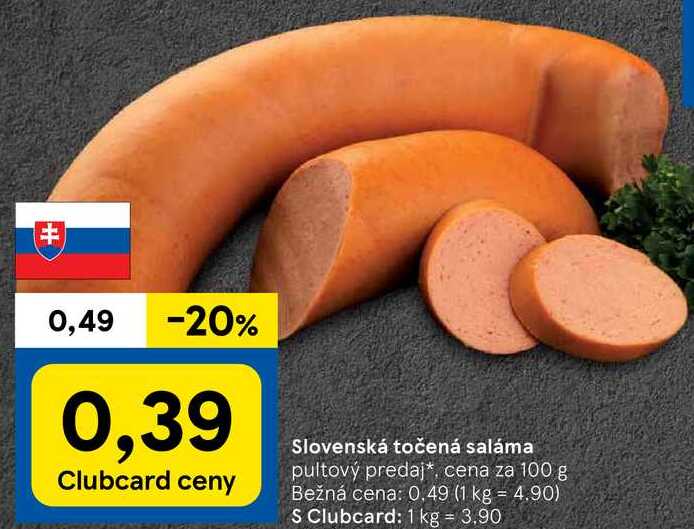 Slovenská točená saláma, cena za 100 g 