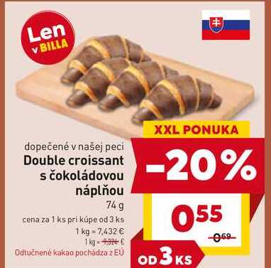 Double croissant s čokoládovou náplňou 74g 