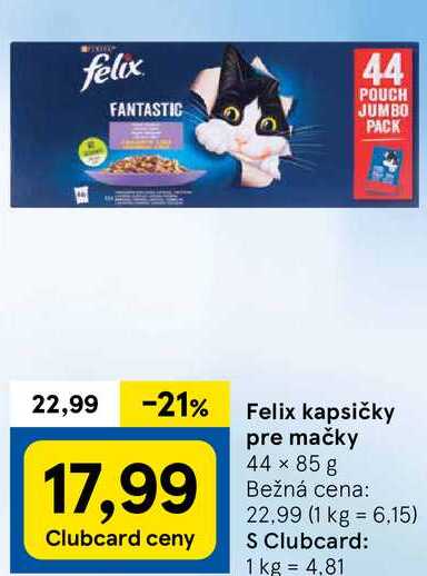 Felix kapsičky pre mačky, 44x 85 g 