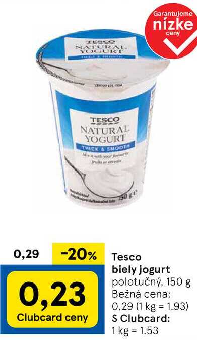 Tesco biely jogurt, 150 g