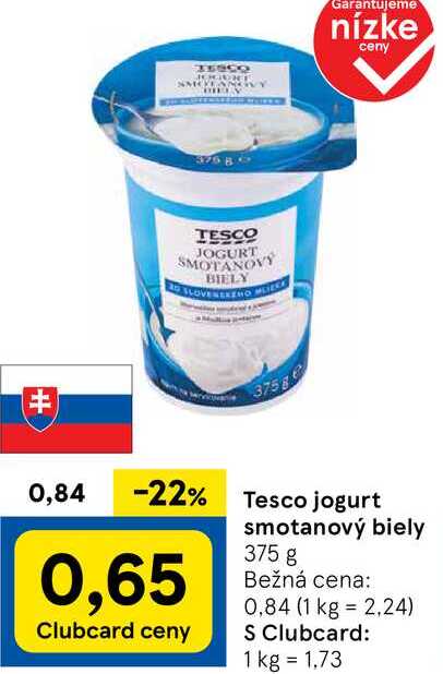 Tesco jogurt smotanový biely, 375 g