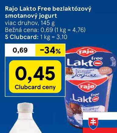 Rajo Lakto Free bezlaktózový smotanový jogurt, 145 g