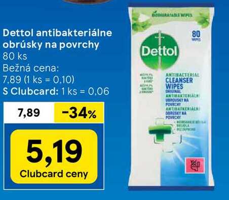 Dettol antibakteriálne obrúsky na povrchy, 80 ks 