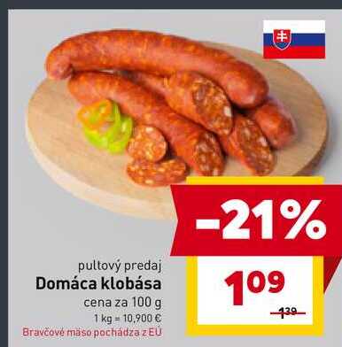 Domáca klobása cena za 100 g 