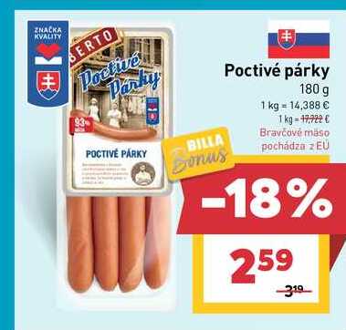 Poctivé párky 180 g