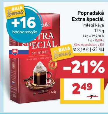 Popradská Extra špeciál mletá káva 125 g 