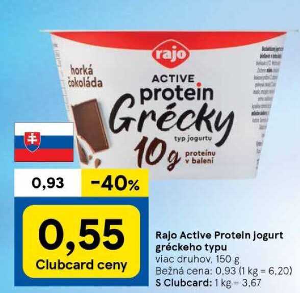 Rajo Active Protein jogurt gréckeho typu viac druhov, 150 g 